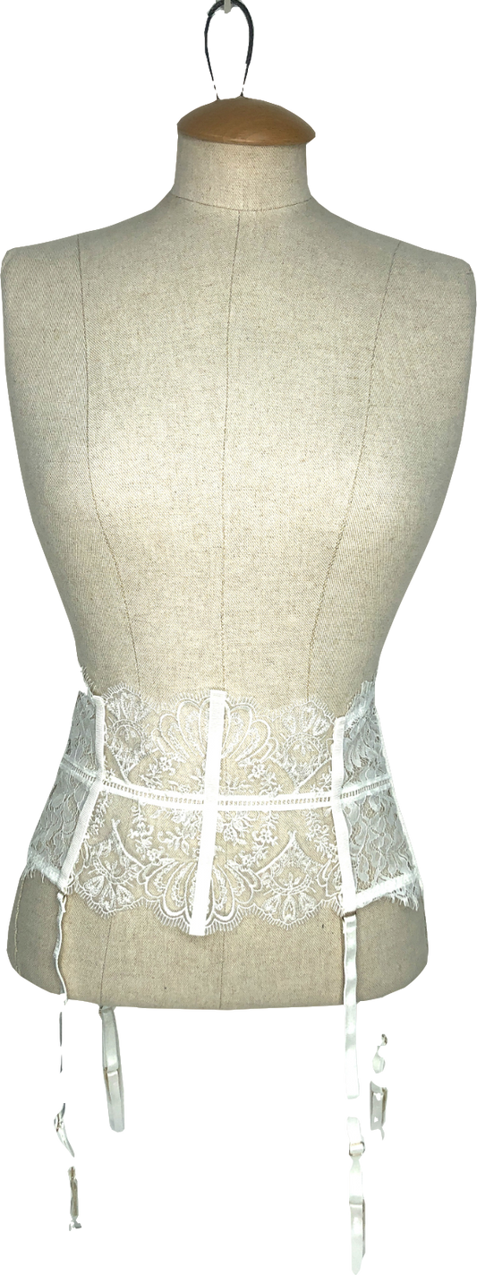 Karen Millen White Embroidery And Lace Deep Suspender UK S