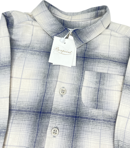 Bonpoint Grey Cotton Checked Shirt BNWT 3-6 Months