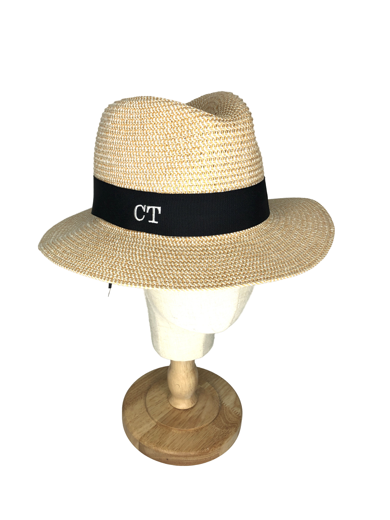 Brown Straw Fedora Hat With Ct Personalisation One Size