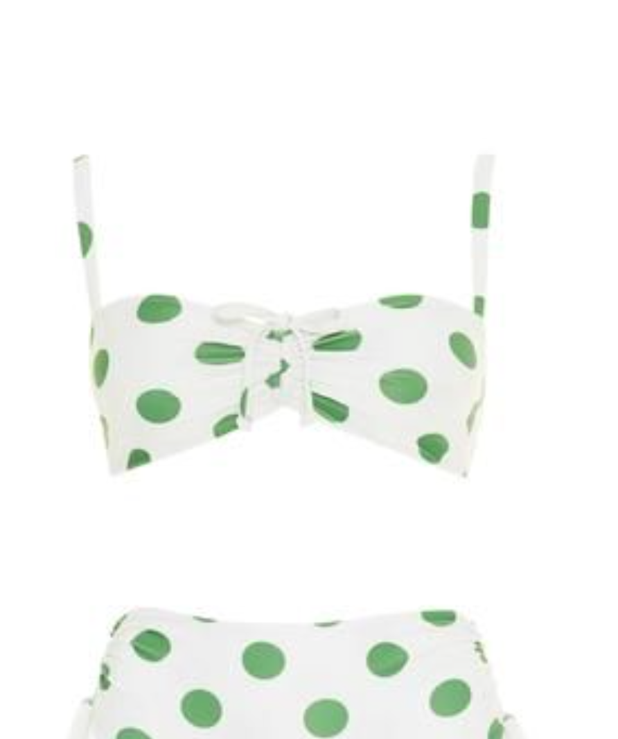 Faithfull the brand green and white dotted bikini top UK XS