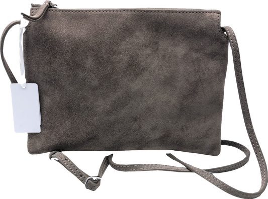 The White Company Grey Double Pouch Suede Crossbody Bag One Size