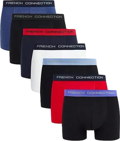 French Connection Multicoloured 7-pack Jersey Boxer Shorts - Gift Boxed UK S