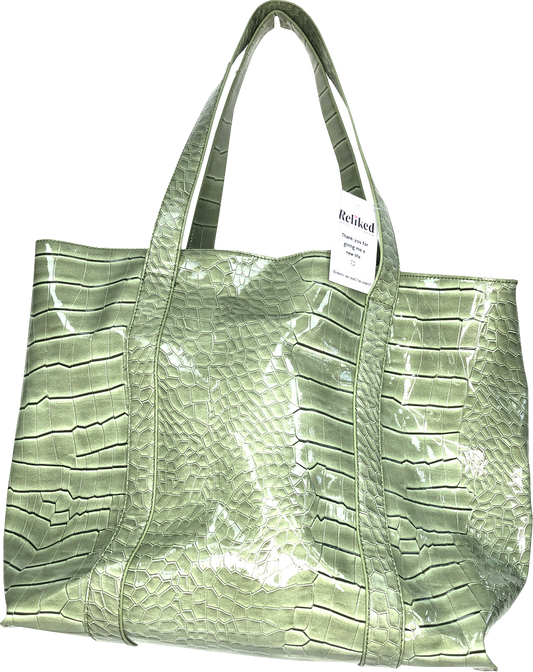 Hvisk Green Large Croc Print Tote Bag