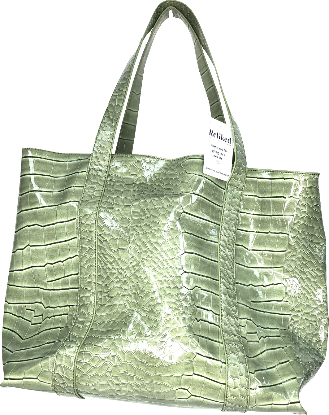 Hvisk Green Large Croc Print Tote Bag