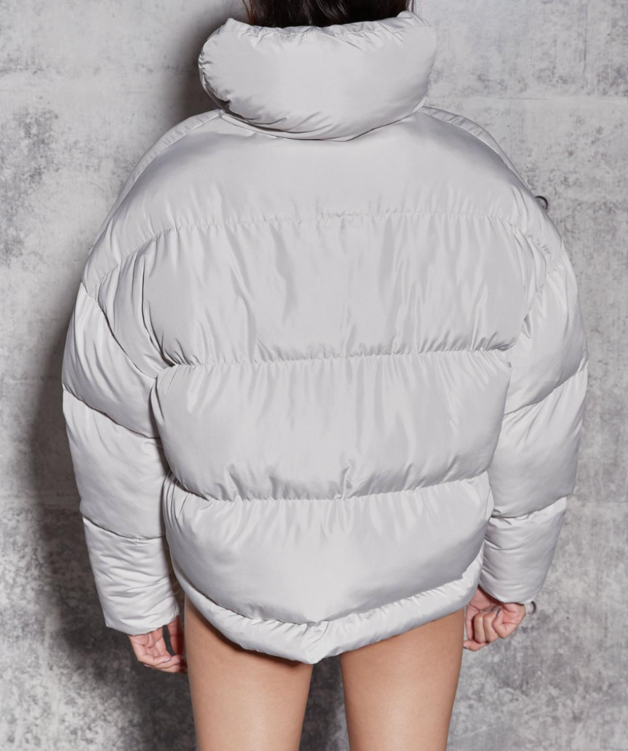 Re_Styld Stone Curved Hem Puffer Coat UK 8