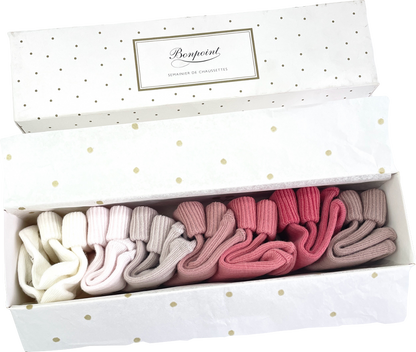 Bonpoint Baby Boxed Gift Set Of 7 Cotton-blend Socks BNIB Newborn