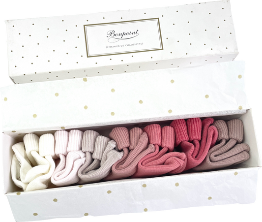 Bonpoint Baby Boxed Gift Set Of 7 Cotton-blend Socks BNIB Newborn