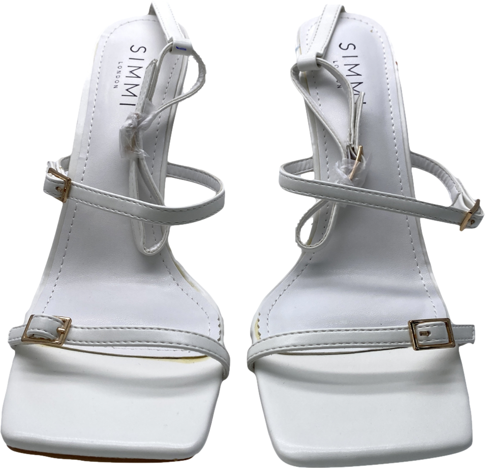 Simmi London White Strappy Heels With Gold Detail UK 7 EU 40 👠
