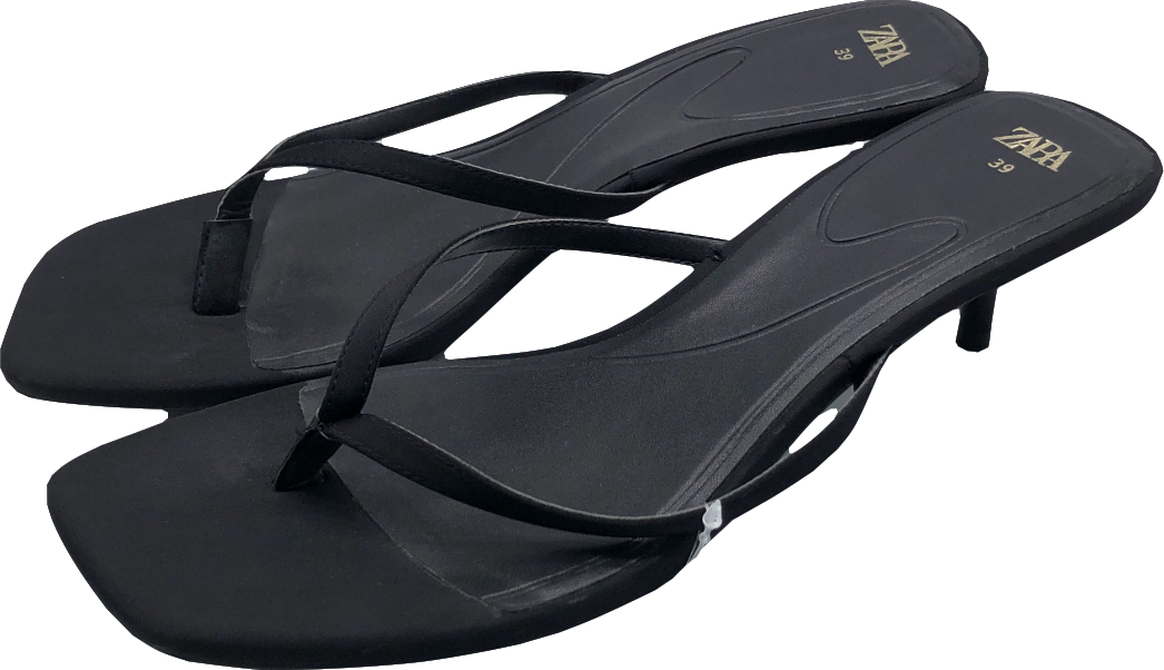 ZARA Black Strappy Heeled Sandals UK 6 EU 39 👠
