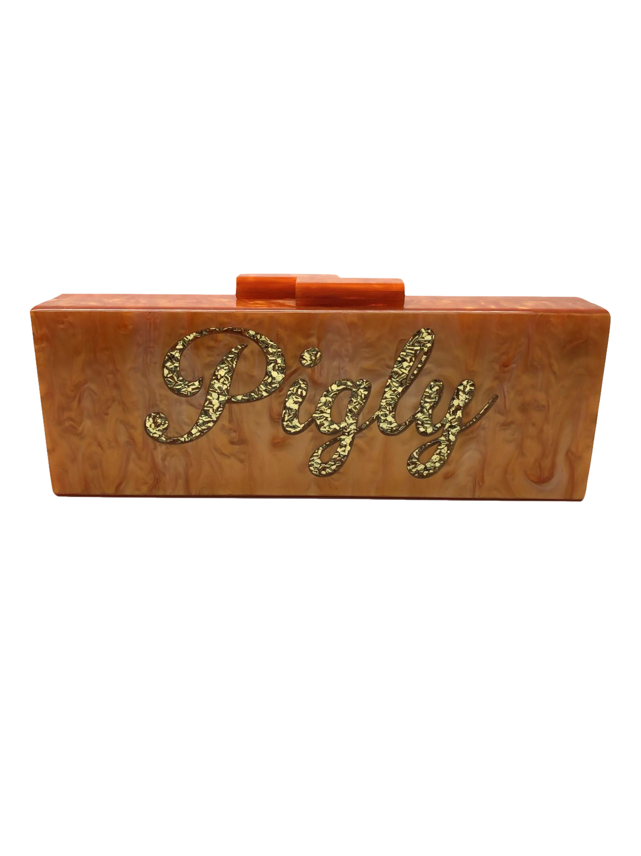 Lily & Bean Orange marble Acrylic Resin Clutch Purse With Built In Mirror One Size