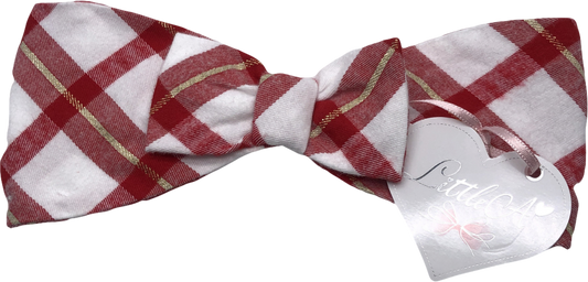 Little A Red Brittany Checked Headband UK XS