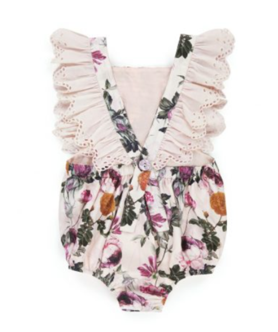 Etheral London pink Rosia Girl Floral Print Romper UK 12-18 months
