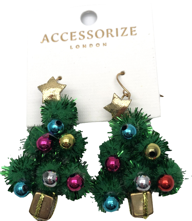 Accessorize Multicoloured Christmas Tree Earrings One Size
