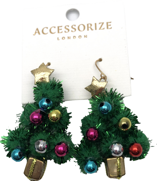 Accessorize Multicoloured Christmas Tree Earrings One Size