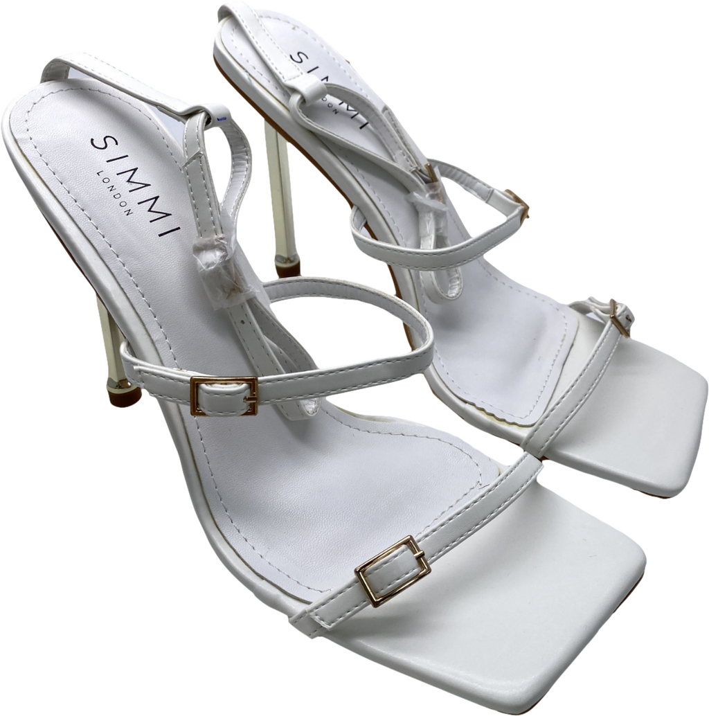 Simmi London White Strappy Heels With Gold Detail UK 7 EU 40 👠