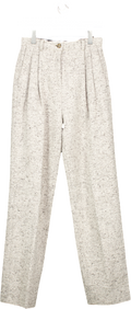Tory Burch Grey Linen And Wool Marl Trousers UK 6