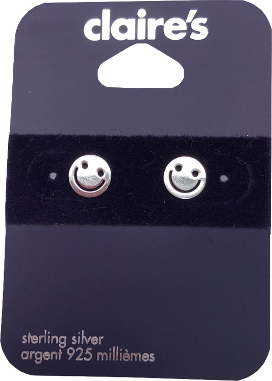 Claire's Metallic Smiley Stud Earrings One Size
