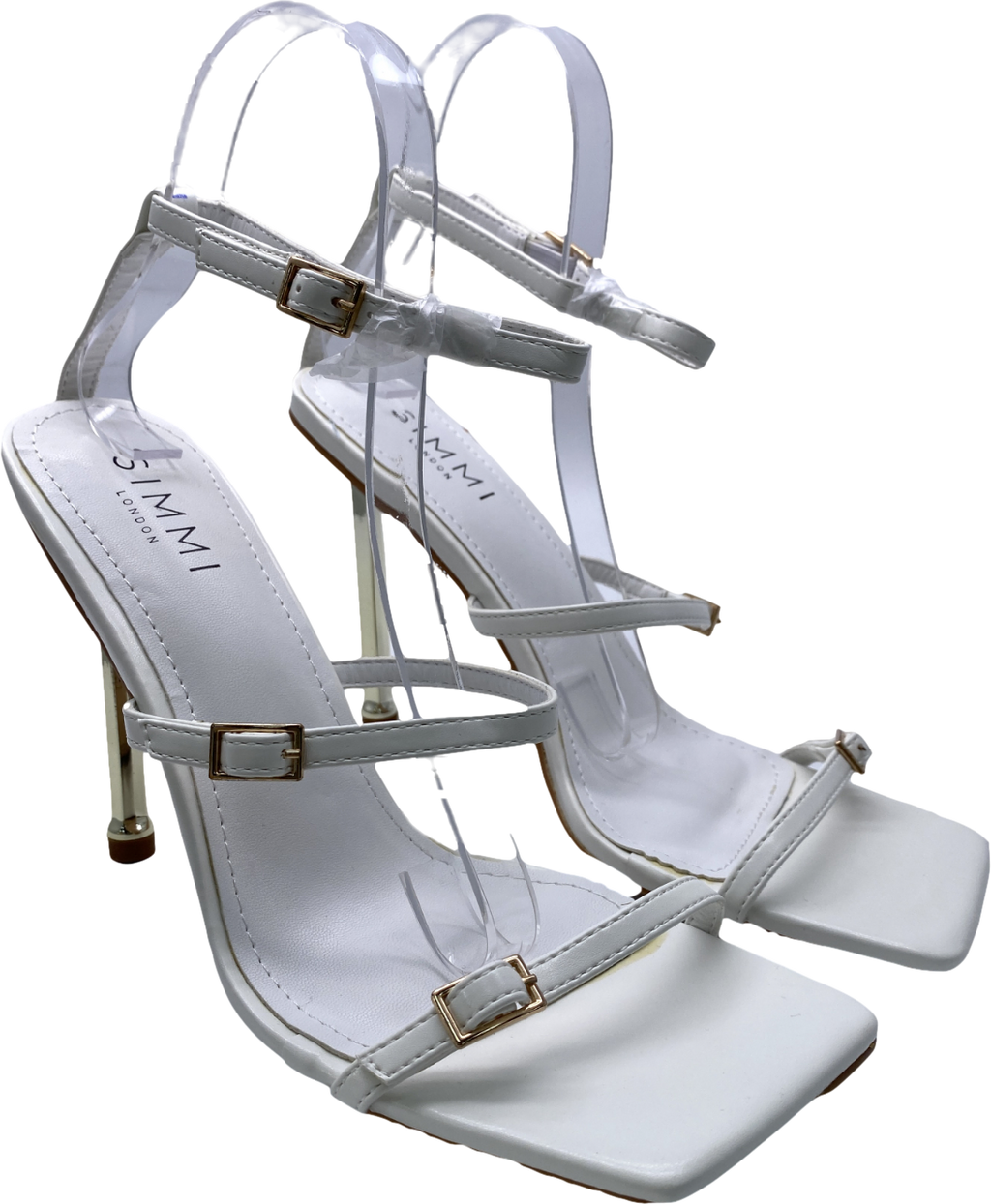 Simmi London White Strappy Heels With Gold Detail UK 7 EU 40 👠