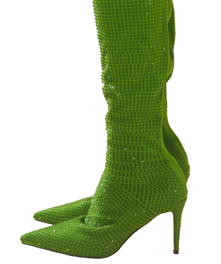 PLT green sequin over the knee boots EU 36 UK 3