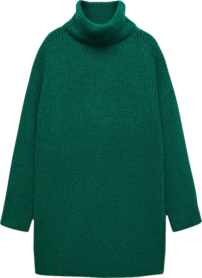 MANGO Green Ribbed Turtleneck Dress BNWT UK XXS