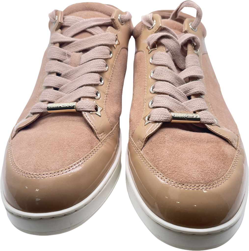 Jimmy Choo Beige Patent & Suede  Miami Sneakers UK 4 EU 37 👠