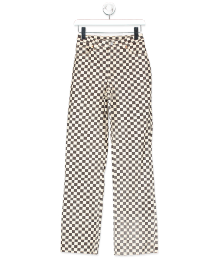 Monki Beige Nea High Waist Checkerboard Jeans W25 - 7521311326398_Front_Reliked.png