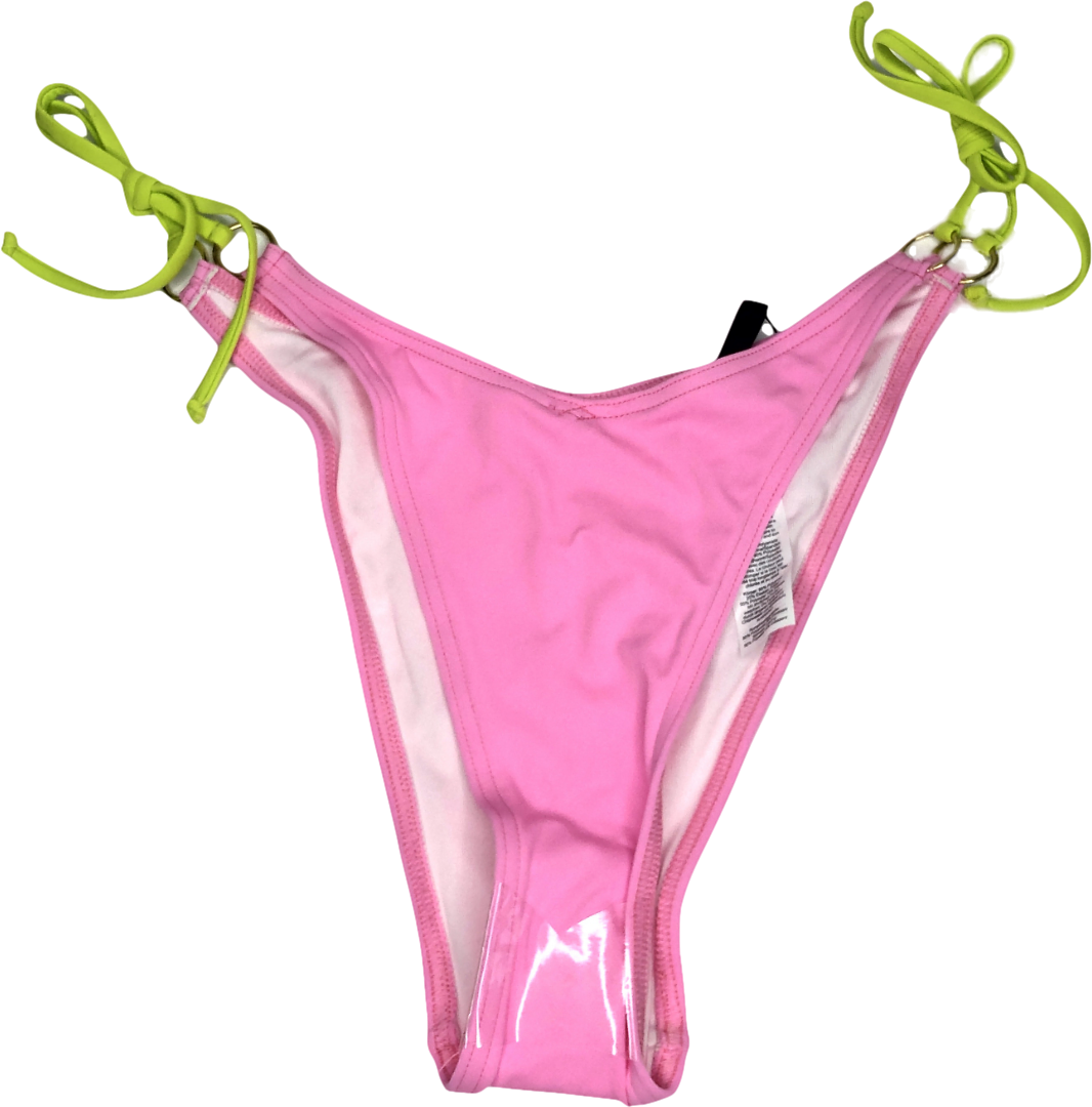 PrettyLittleThing Pink O Ring Contrast Bikini Bottoms UK 10