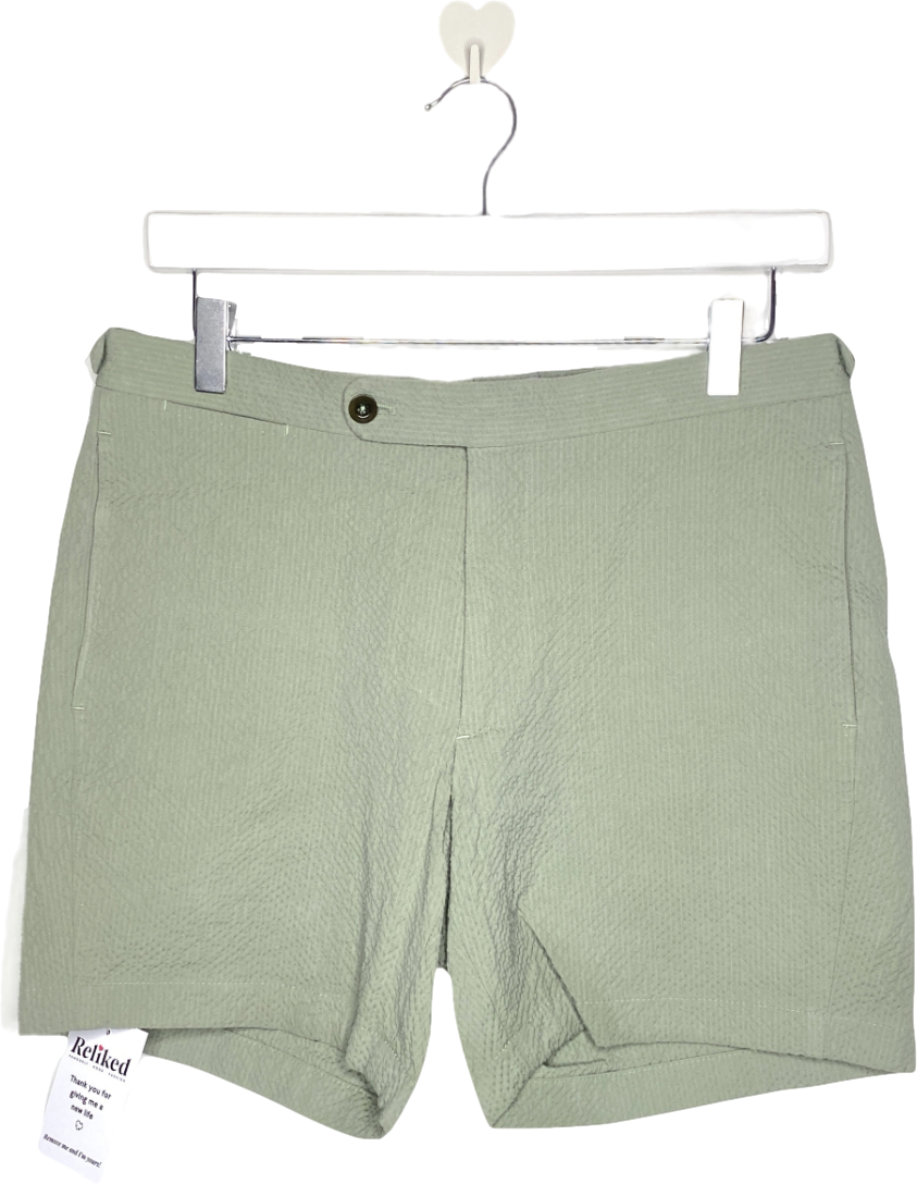 sid mashburn Green Straight Leg Garment-dyed Cotton Shorts W32