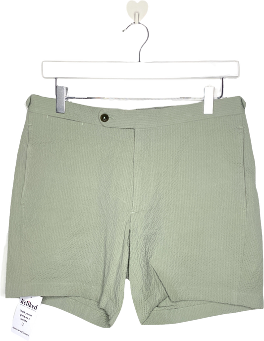 sid mashburn Green Straight Leg Garment-dyed Cotton Shorts W32