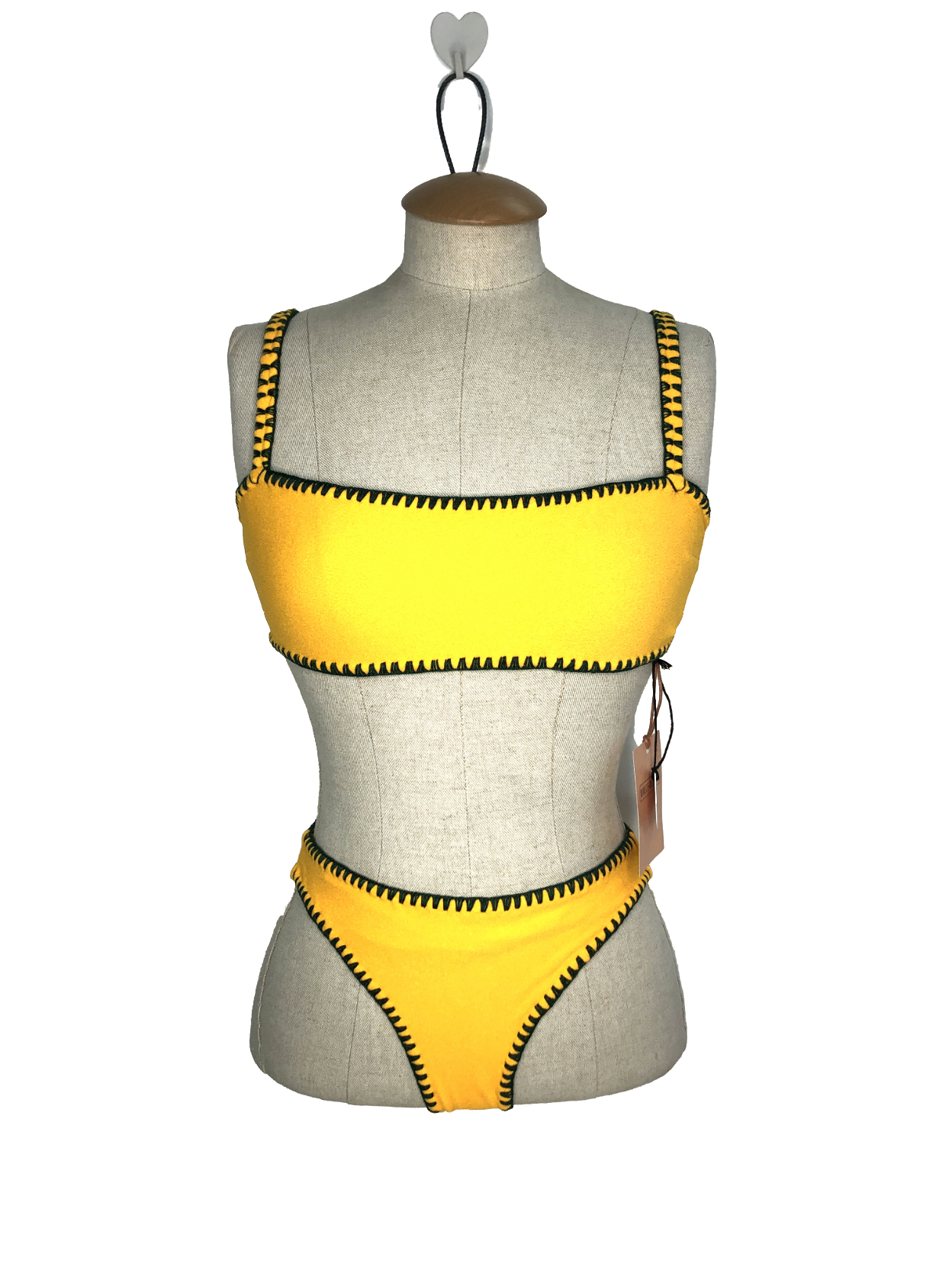 Direct Message Yellow Meghan Towel Bikini Hand Embroidered UK 8