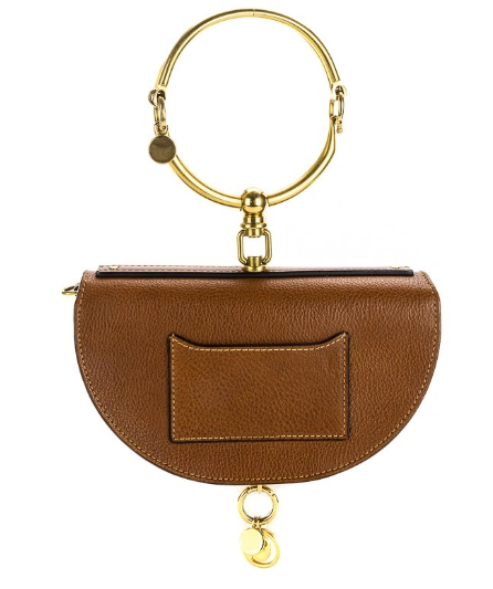 CHLOÉ Tan Brown Leather Nile Minaudière Bracelet Bag