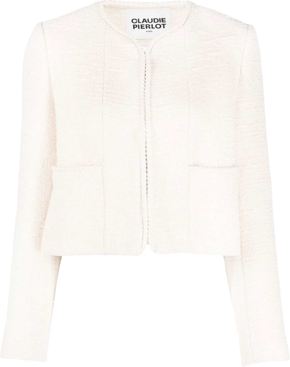 Claudie Pierlot Cream Cropped Tweed Jacket Fr38 UK 10