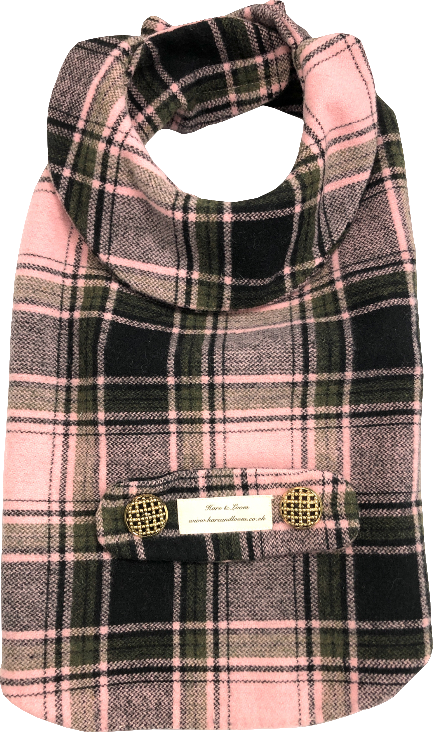 Hare & Loom Pink Checked Wool Dog Coat One Size
