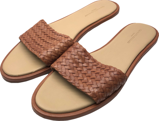 The White Company Brown Braided Leather Sliders UK 7 EU 40 👠