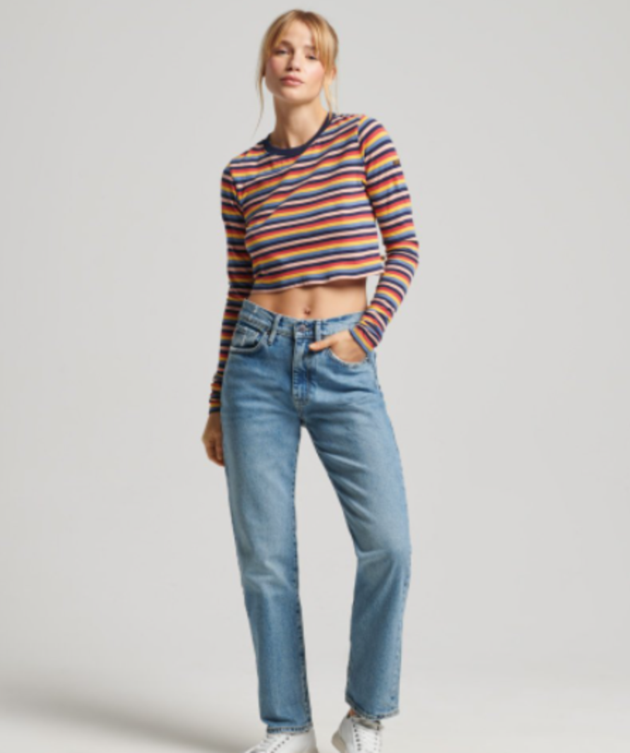 Superdry original & vintage high rise straight jeans in ludlow blue stone W25 L28