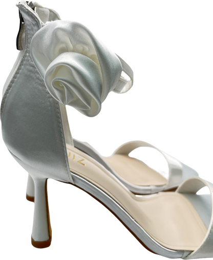 QUIZ White Bridal Satin Corsage Heeled Sandals UK 5 EU 38 👠
