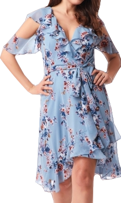 ARIELLA LONDON Blue Floral Ruffle Midi Dress Bnwt UK 16