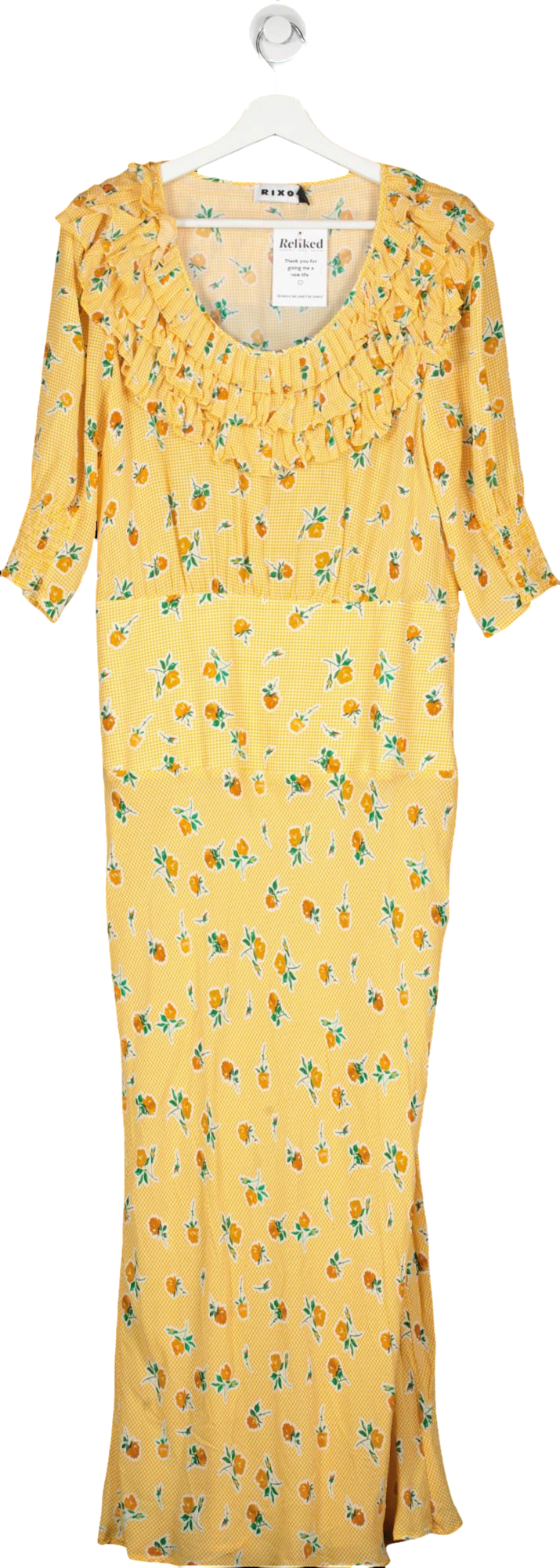 Rixo Yellow Belle Floral Silk-blend Maxi Dress UK L