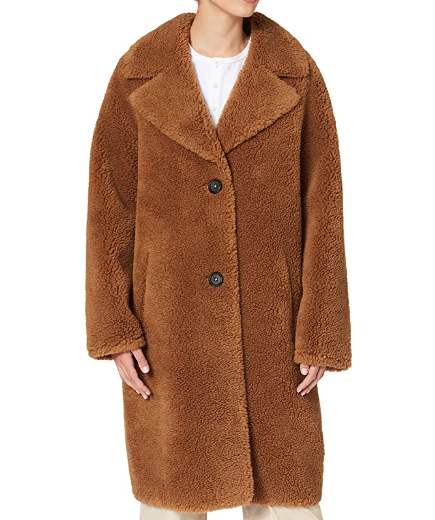 S'Oliver brown teddy wool blend coat UK 18