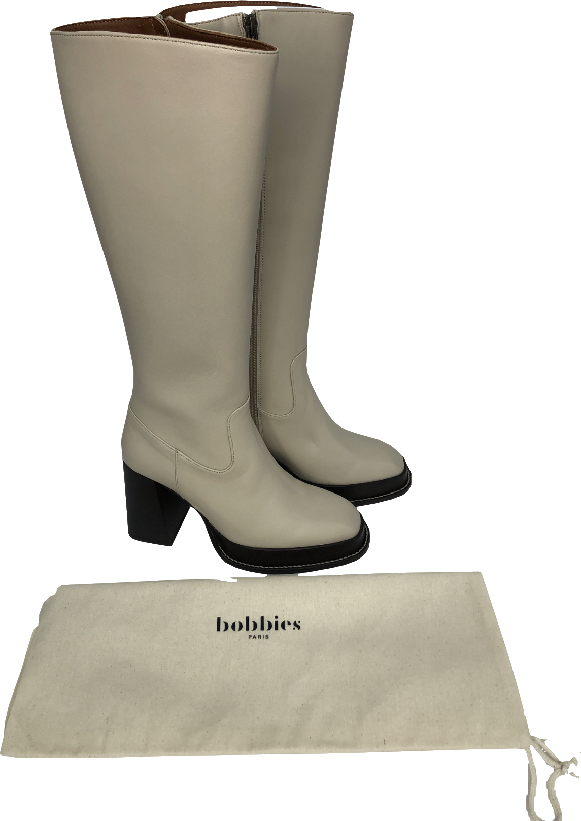 Bobbies Cream Leather Callie knee high Boots UK 4