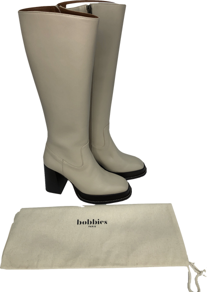Bobbies Cream Leather Callie knee high Boots UK 4