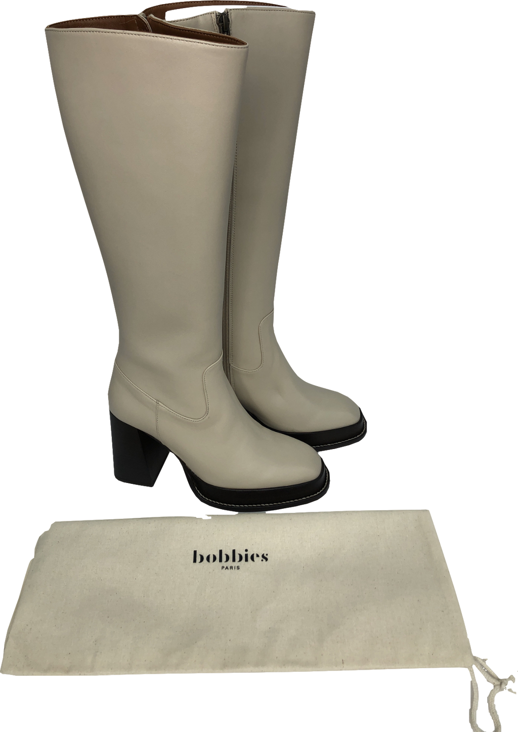 Bobbies Cream Leather Callie knee high Boots UK 4