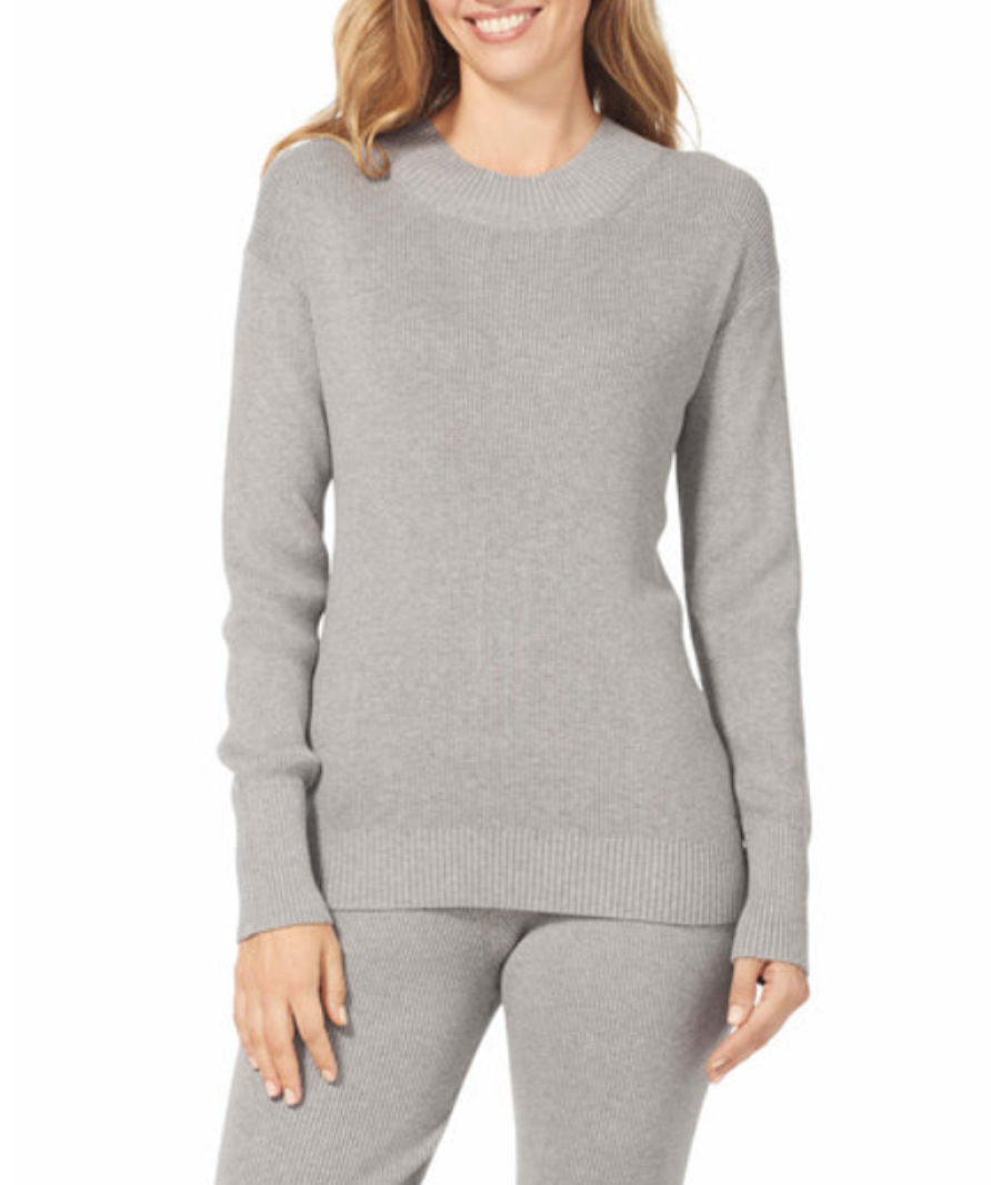 Tommy John grey rib knit long sleeve top UK XS