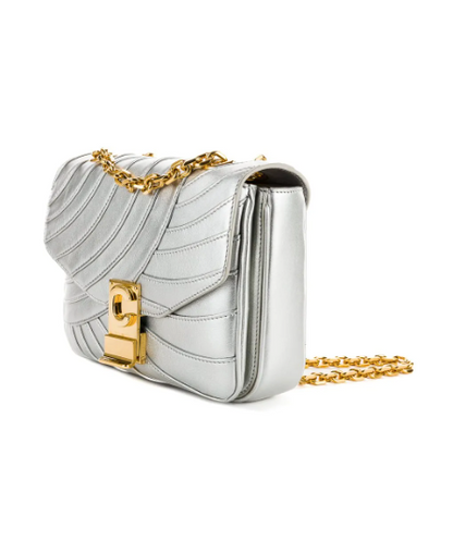 Celine Metallic Small Laminated Quilted Calfskin "C" Bag With Gold Hardware