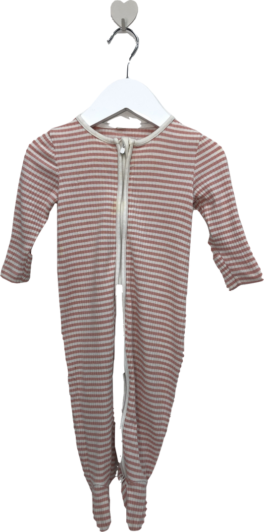 Mori Baby Pink Clever Zip Striped Sleepsuit 3-6 Months