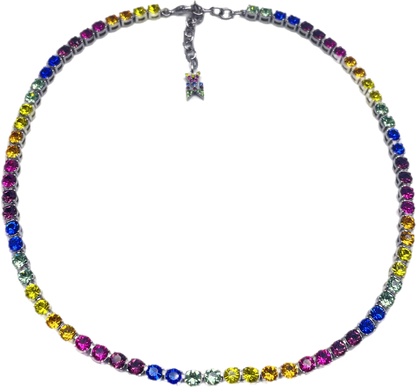Astrid & Miyu Multicoloured Rainbow Crystal Tennis Choker Necklace
