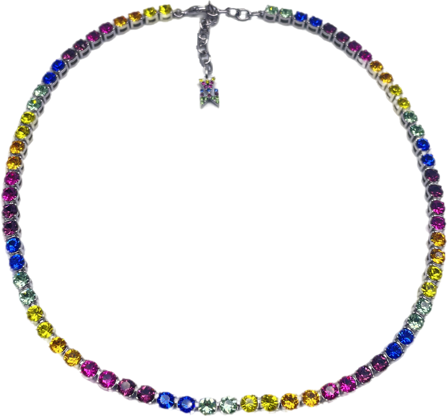Astrid & Miyu Multicoloured Rainbow Crystal Tennis Choker Necklace