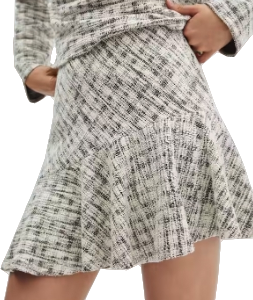 MANGO Cream / Black Tweed Flippy Mini Skirt BNWT UK M