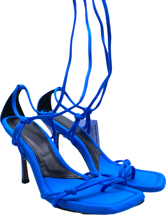 River Island Blue Strappy Tie Up Heeled Sandals UK 7 EU 40 👠