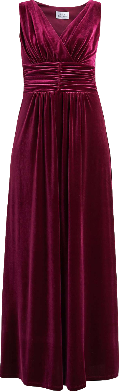 gina bacconi Red Wine Patricia Sleeveless Velvet Maxi Dress BNWT UK 8